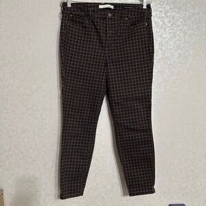 Ella Moss Plaid High Rise Skinny Ankle Pants Brown & Blue Checkered Junior Sz 30